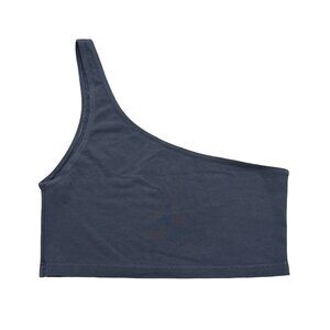 Vintage Y2K One Shoulder Charcoal Crop Tank Top Cotton Spandex